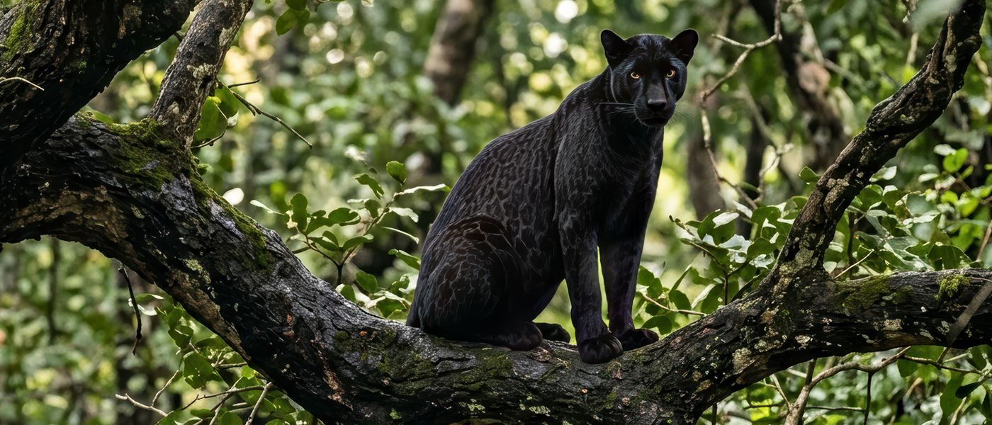 Black leopard — melanistic leopard — in Tadoba Tiger Reserve, India