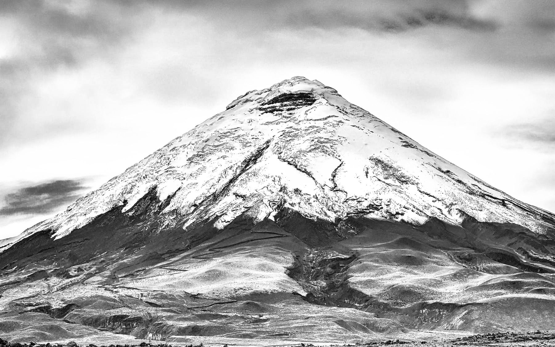 Cotopaxi volcano, Ecuador — cinematic B&W